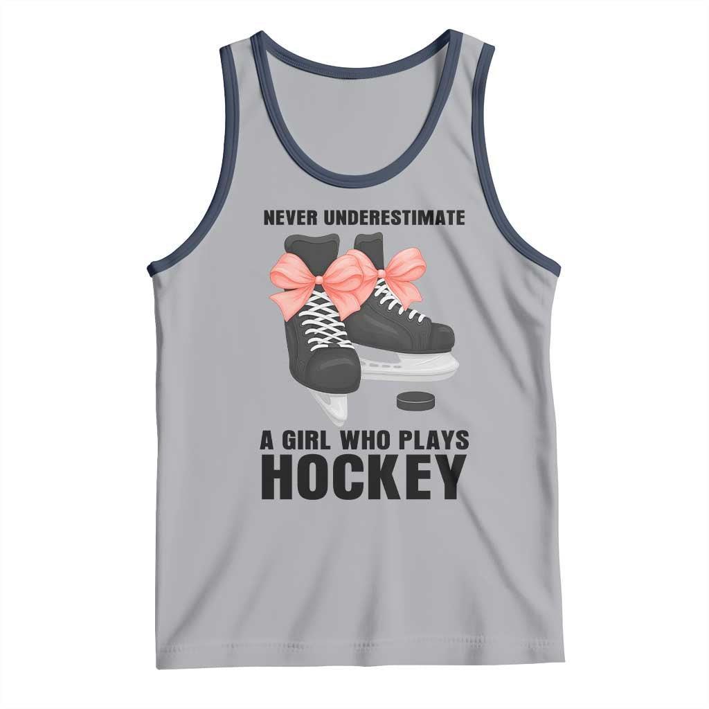 Never Underestimate A Girl Hockey Player Gift Idea Tank Top - Wonder Print Shop