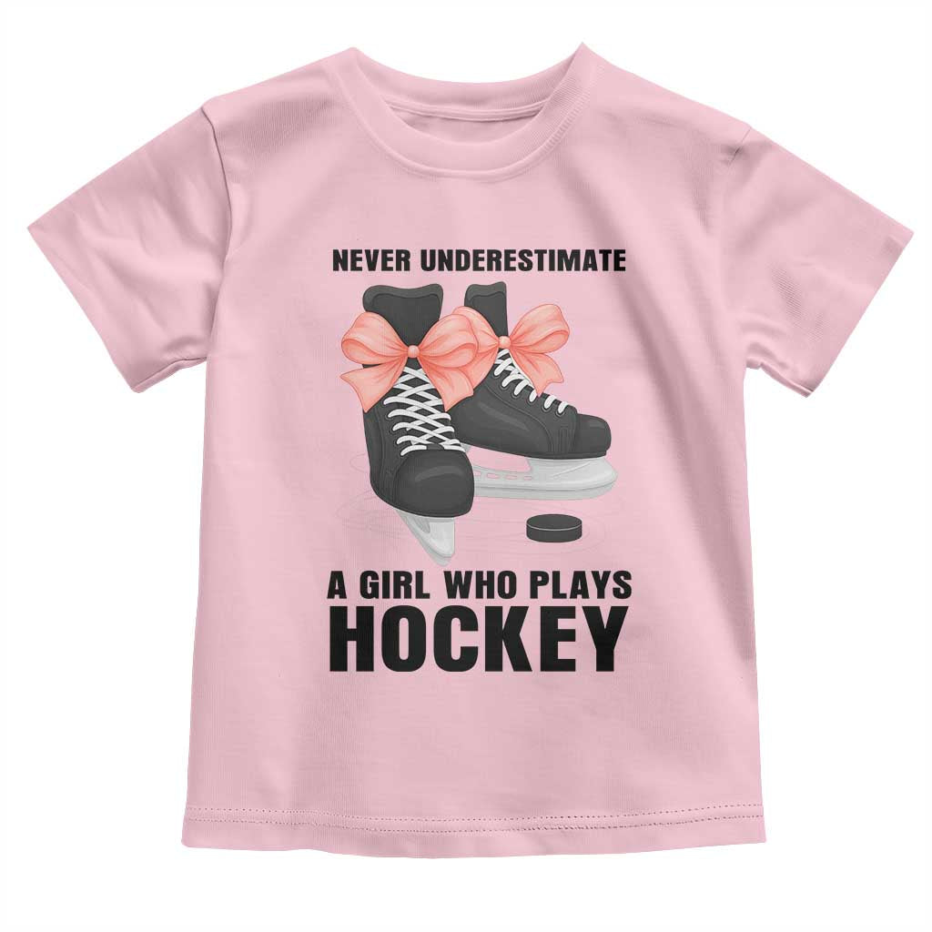 Never Underestimate A Girl Hockey Player Gift Idea Toddler T Shirt - Wonder Print Shop