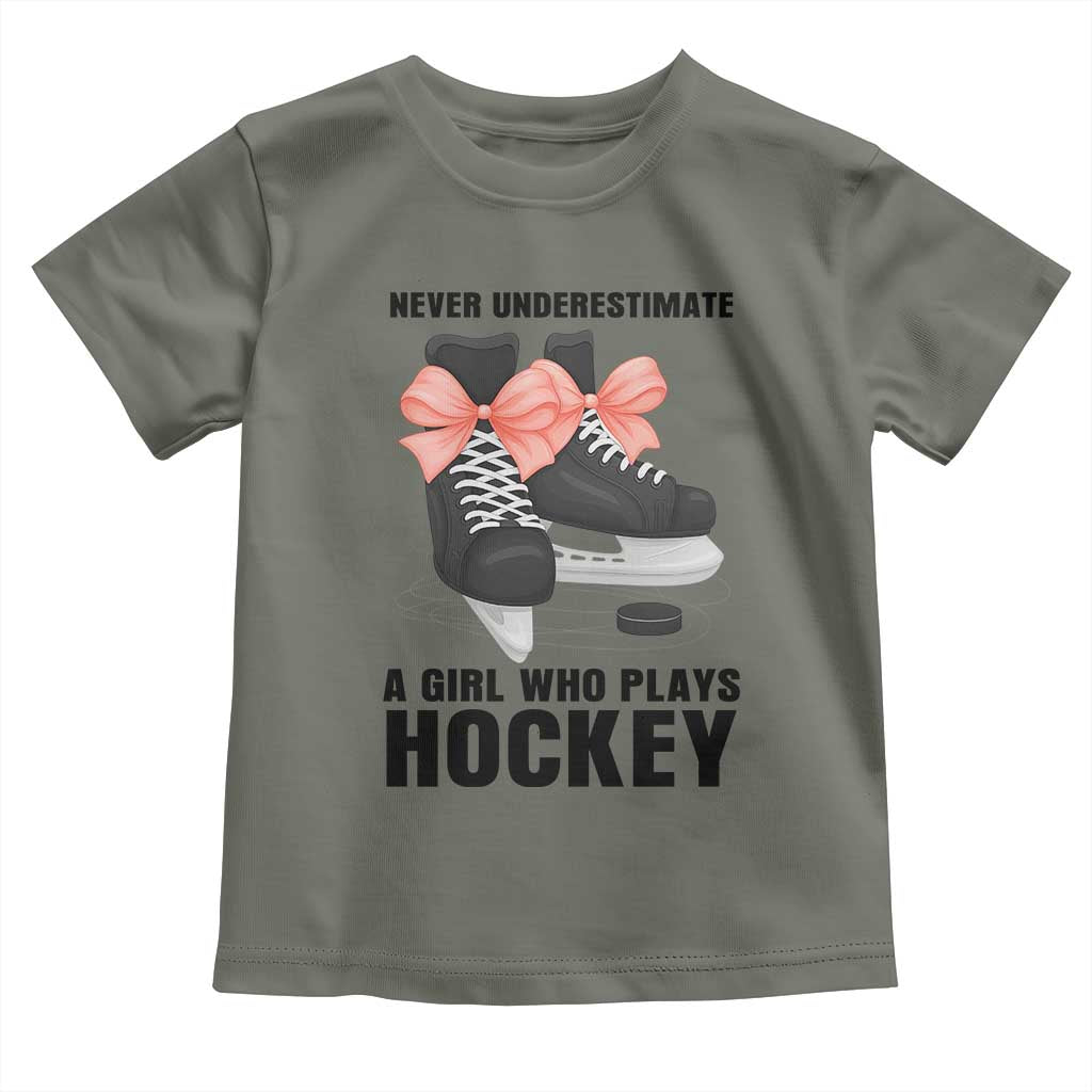 Never Underestimate A Girl Hockey Player Gift Idea Toddler T Shirt - Wonder Print Shop