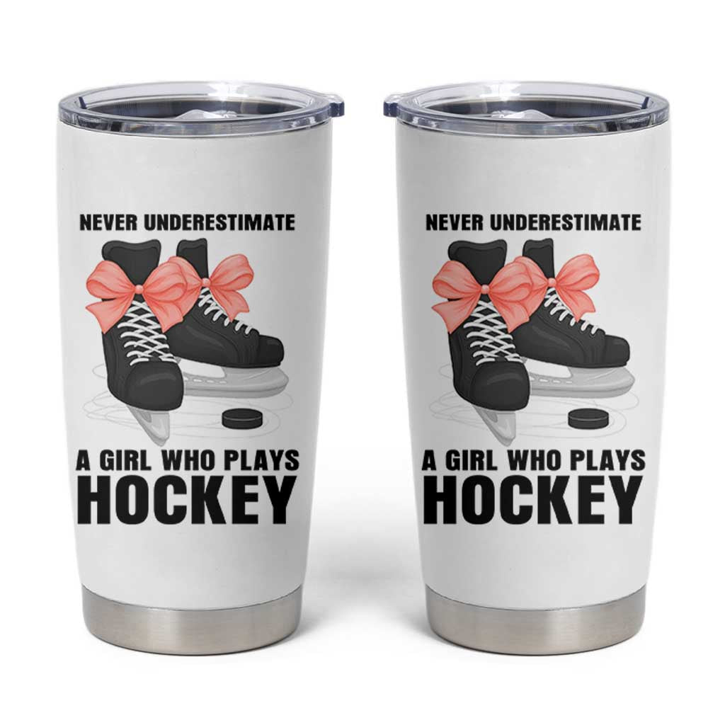 Never Underestimate A Girl Hockey Player Gift Idea Tumbler Cup - Wonder Print Shop