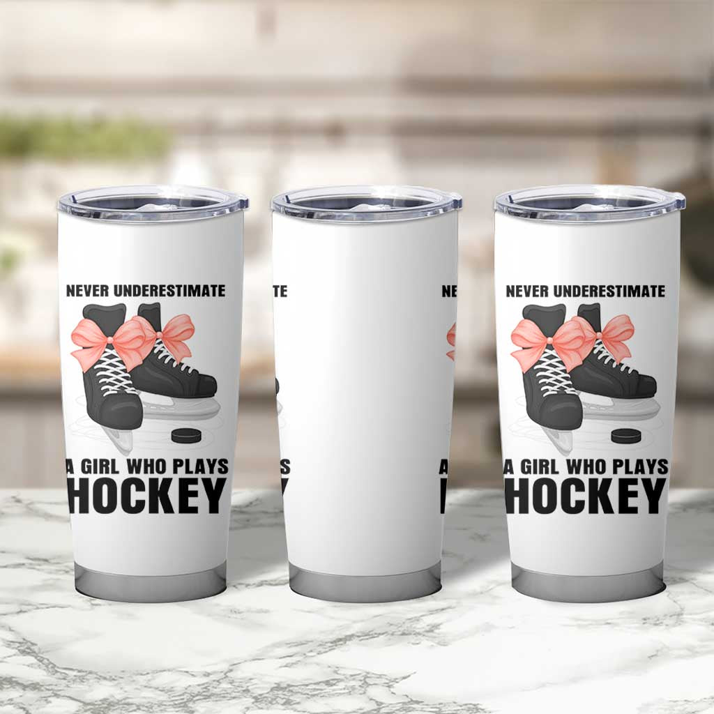 Never Underestimate A Girl Hockey Player Gift Idea Tumbler Cup - Wonder Print Shop