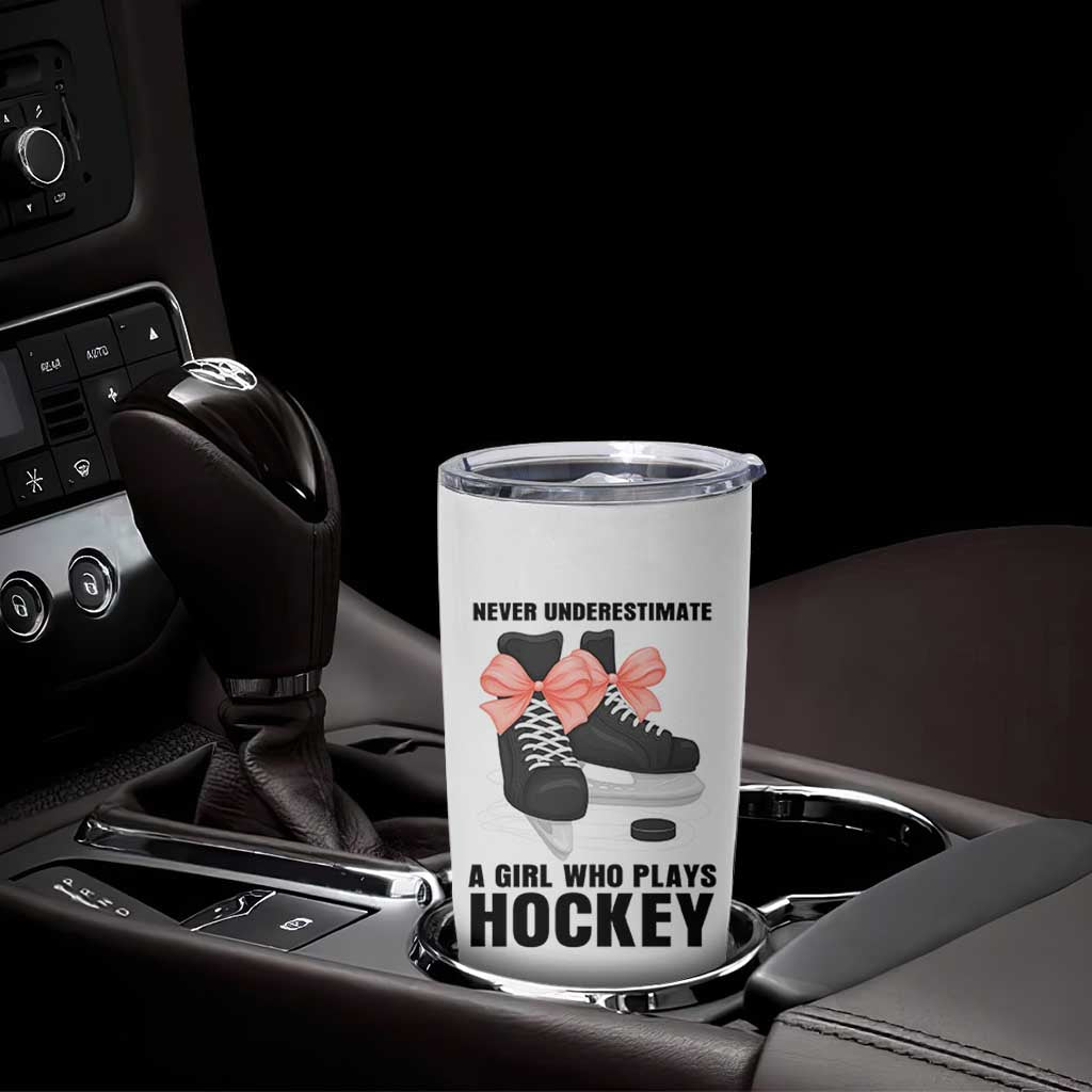 Never Underestimate A Girl Hockey Player Gift Idea Tumbler Cup - Wonder Print Shop