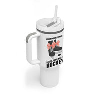 Never Underestimate A Girl Hockey Player Gift Idea Tumbler With Handle - Wonder Print Shop