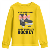 Never Underestimate A Girl Hockey Player Gift Idea Youth Sweatshirt - Wonder Print Shop