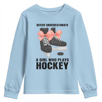 Never Underestimate A Girl Hockey Player Gift Idea Youth Sweatshirt - Wonder Print Shop