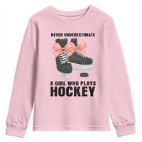 Never Underestimate A Girl Hockey Player Gift Idea Youth Sweatshirt - Wonder Print Shop