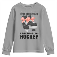 Never Underestimate A Girl Hockey Player Gift Idea Youth Sweatshirt - Wonder Print Shop