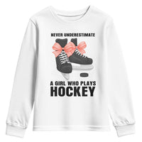Never Underestimate A Girl Hockey Player Gift Idea Youth Sweatshirt - Wonder Print Shop