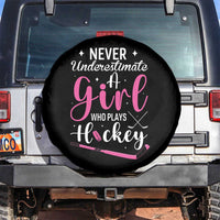 Never Underestimate A Girl Who Plays Hockey Spare Tire Cover Sports Lover Gift - Wonder Print Shop