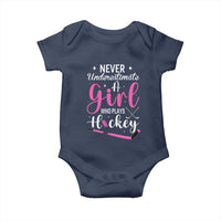 Never Underestimate A Girl Who Plays Hockey Baby Onesie Sports Lover Gift - Wonder Print Shop