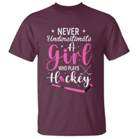 Never Underestimate A Girl Who Plays Hockey T Shirt Sports Lover Gift - Wonder Print Shop