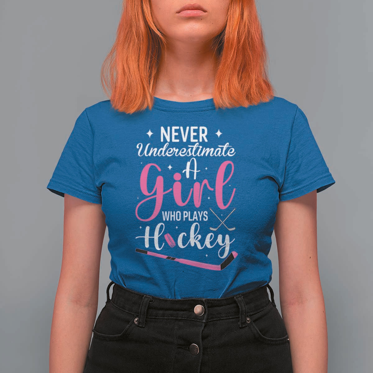 Never Underestimate A Girl Who Plays Hockey T Shirt For Women Sports Lover Gift - Wonder Print Shop
