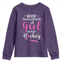 Never Underestimate A Girl Who Plays Hockey Youth Sweatshirt Sports Lover Gift - Wonder Print Shop