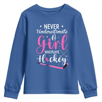 Never Underestimate A Girl Who Plays Hockey Youth Sweatshirt Sports Lover Gift - Wonder Print Shop