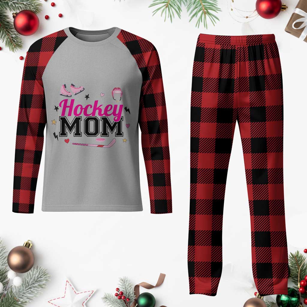 Proud Hockey Mom Plaid Pajama Set Ice Hockey Supporter Gift - Wonder Print Shop