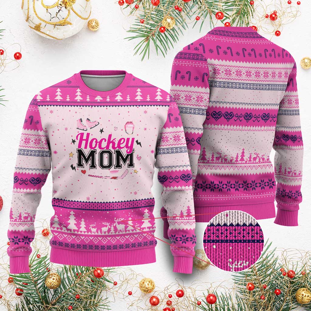 Proud Hockey Mom Ugly Christmas Sweater Ice Hockey Supporter Gift - Wonder Print Shop