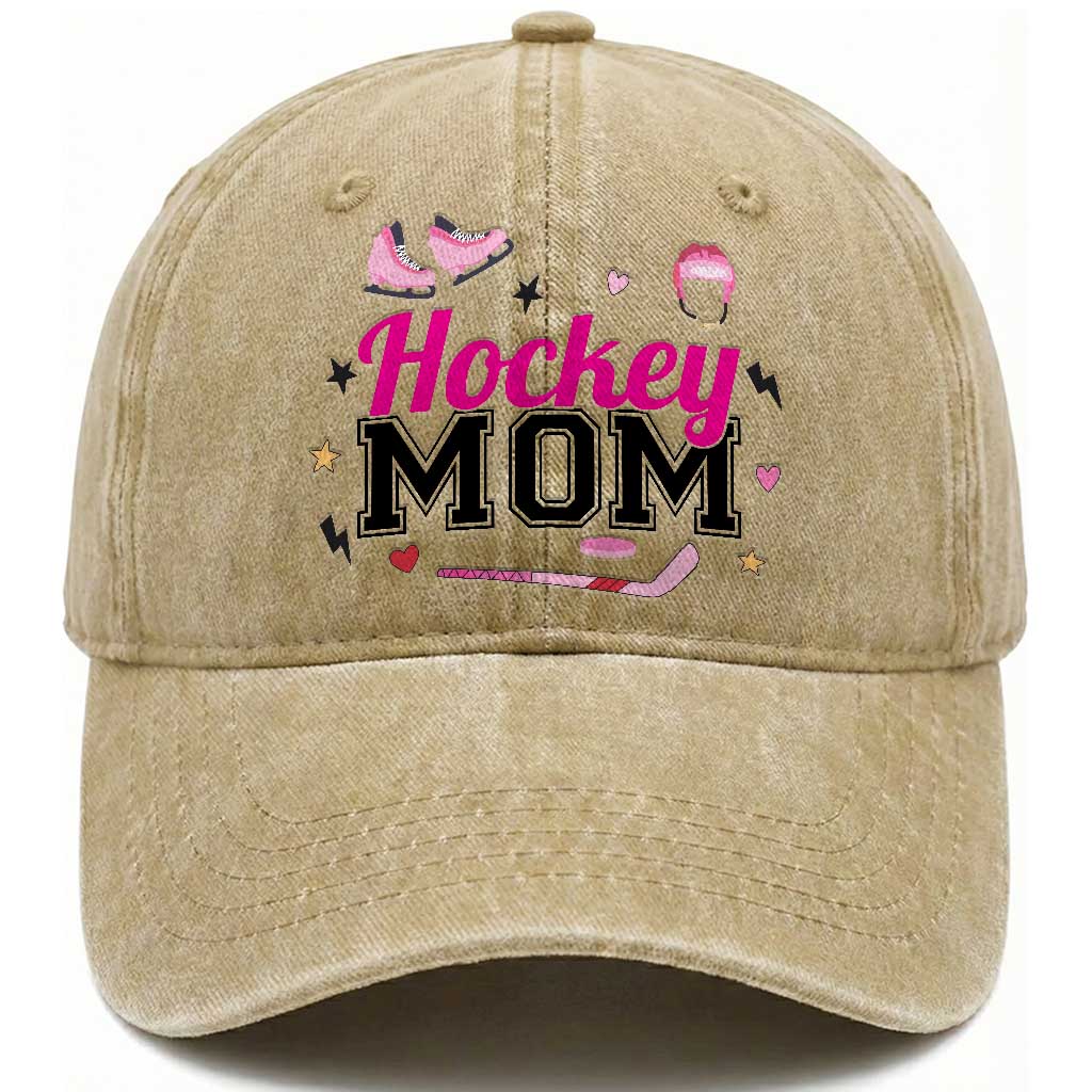 Proud Hockey Mom Washed Cotton Baseball Cap Ice Hockey Supporter Gift
