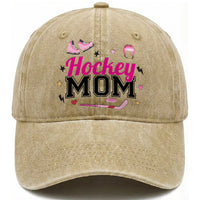 Proud Hockey Mom Washed Cotton Baseball Cap Ice Hockey Supporter Gift