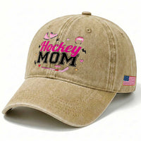 Proud Hockey Mom Washed Cotton Baseball Cap Ice Hockey Supporter Gift