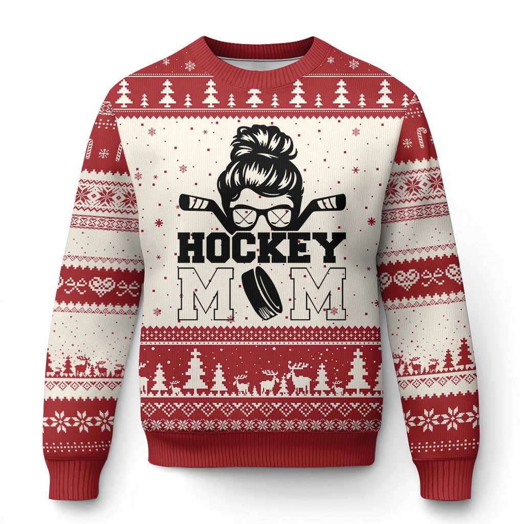 Funny Hockey Mom Quote Ugly Christmas Sweater Gift For Hockey Lovers - Wonder Print Shop