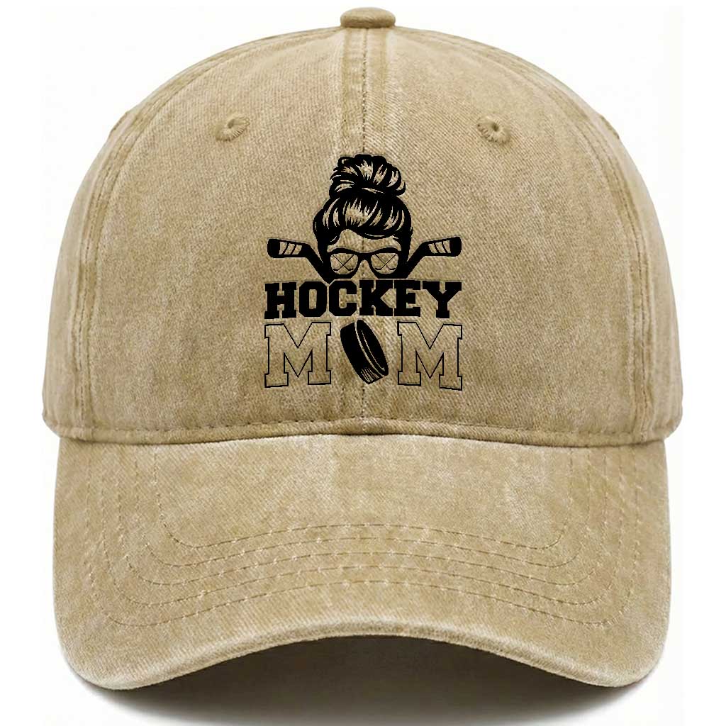 Funny Hockey Mom Quote Washed Cotton Baseball Cap Gift For Hockey Lovers