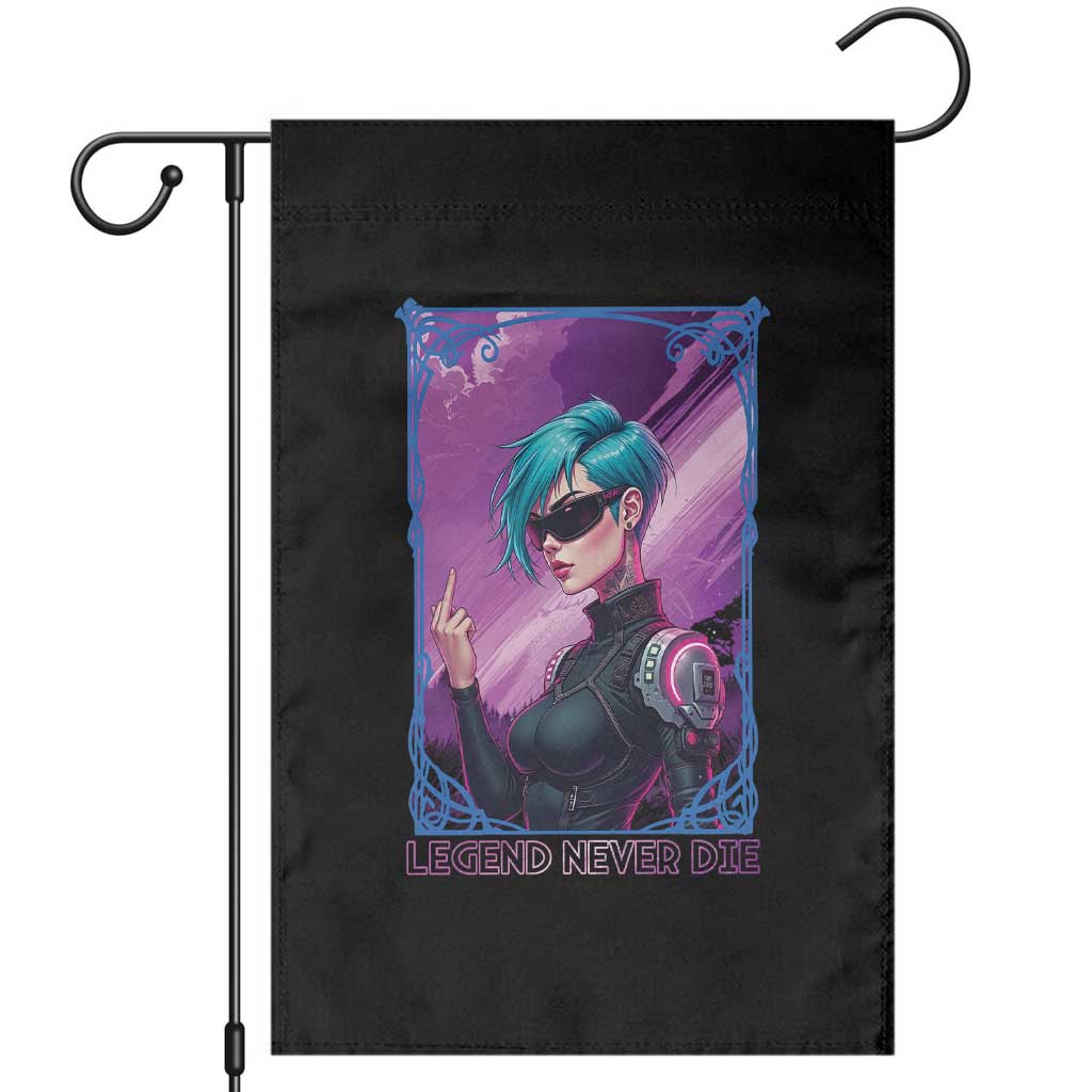 Cyberpunk Girl Legend Never Die Garden Flag Gaming Aesthetic Gift - Wonder Print Shop
