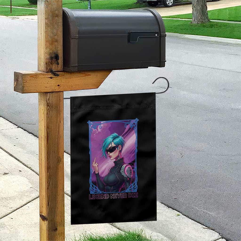 Cyberpunk Girl Legend Never Die Garden Flag Gaming Aesthetic Gift - Wonder Print Shop