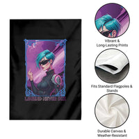 Cyberpunk Girl Legend Never Die Garden Flag Gaming Aesthetic Gift - Wonder Print Shop