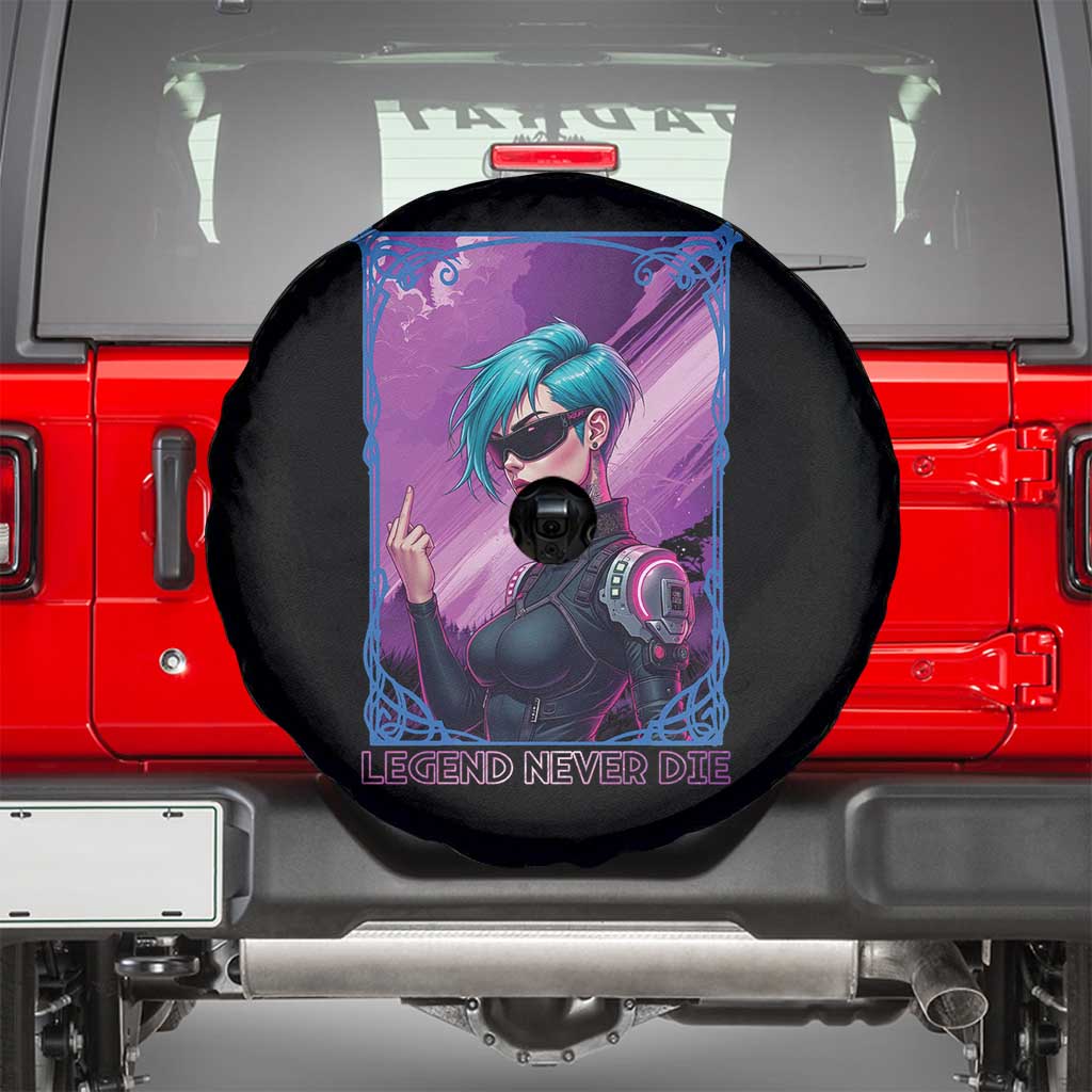 Cyberpunk Girl Legend Never Die Spare Tire Cover Gaming Aesthetic Gift - Wonder Print Shop