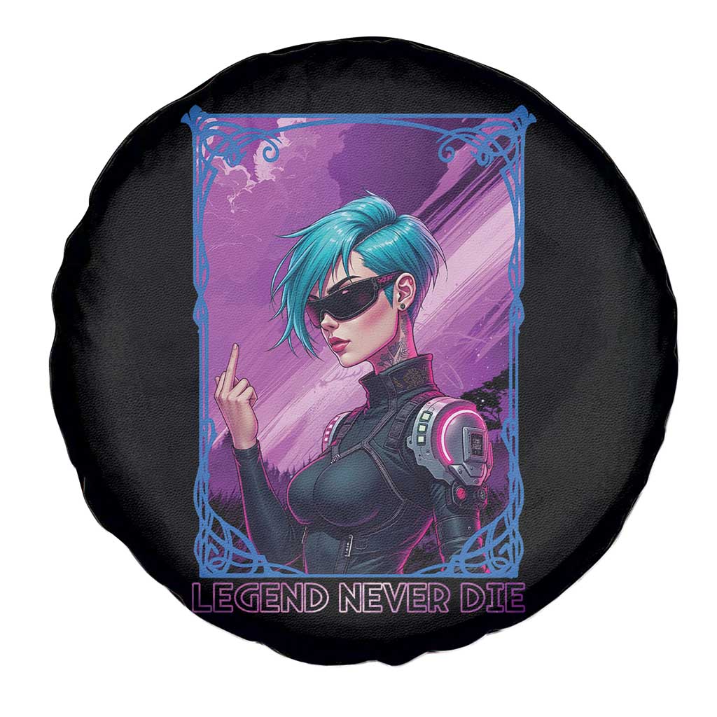 Cyberpunk Girl Legend Never Die Spare Tire Cover Gaming Aesthetic Gift - Wonder Print Shop