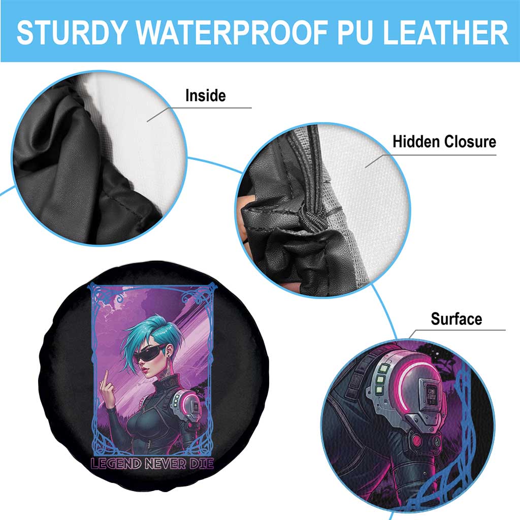 Cyberpunk Girl Legend Never Die Spare Tire Cover Gaming Aesthetic Gift - Wonder Print Shop