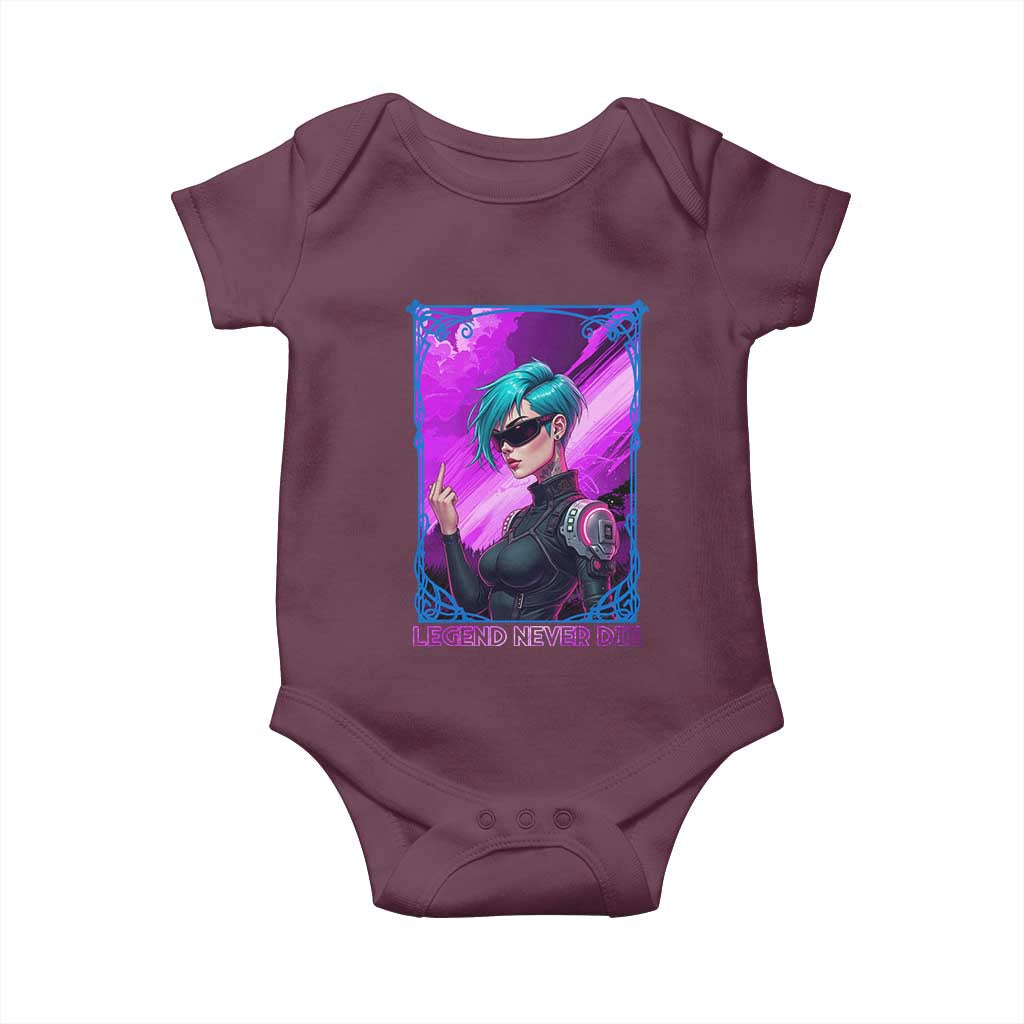 Cyberpunk Girl Legend Never Die Baby Onesie Gaming Aesthetic Gift - Wonder Print Shop
