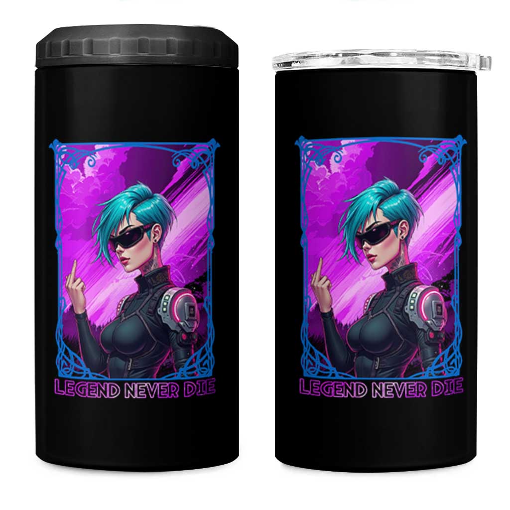 Cyberpunk Girl Legend Never Die 4 in 1 Can Cooler Tumbler Gaming Aesthetic Gift - Wonder Print Shop