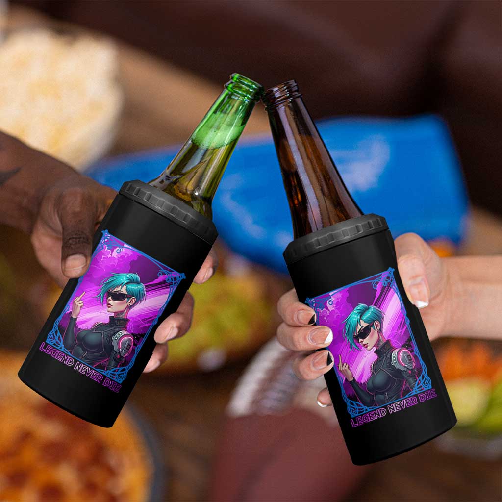 Cyberpunk Girl Legend Never Die 4 in 1 Can Cooler Tumbler Gaming Aesthetic Gift - Wonder Print Shop