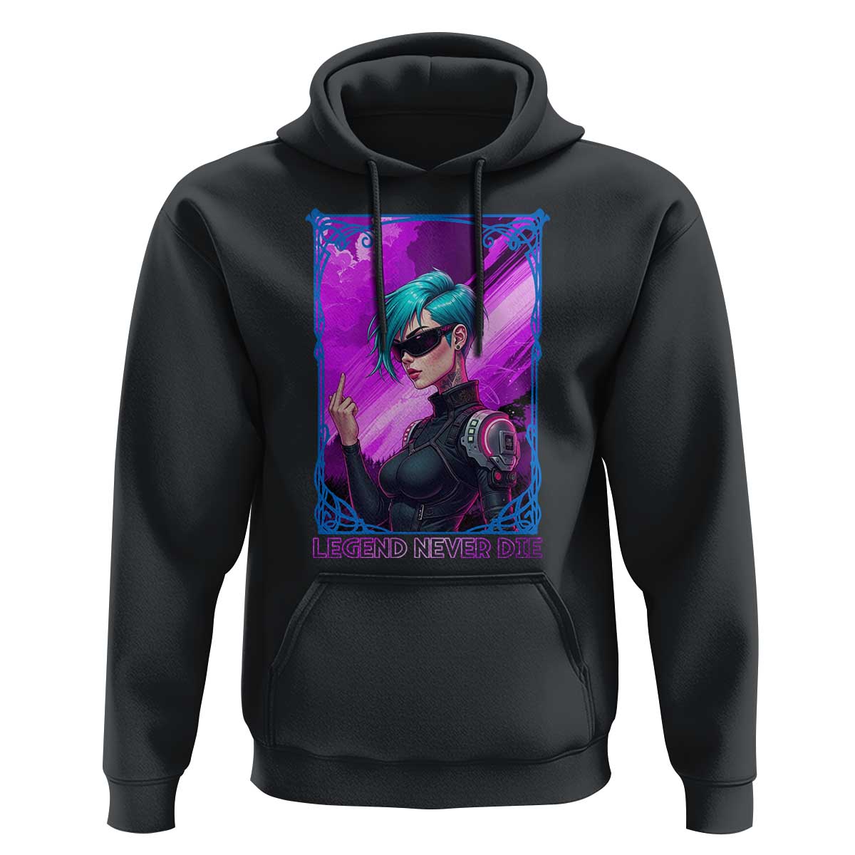 Cyberpunk Girl Legend Never Die Hoodie Gaming Aesthetic Gift - Wonder Print Shop