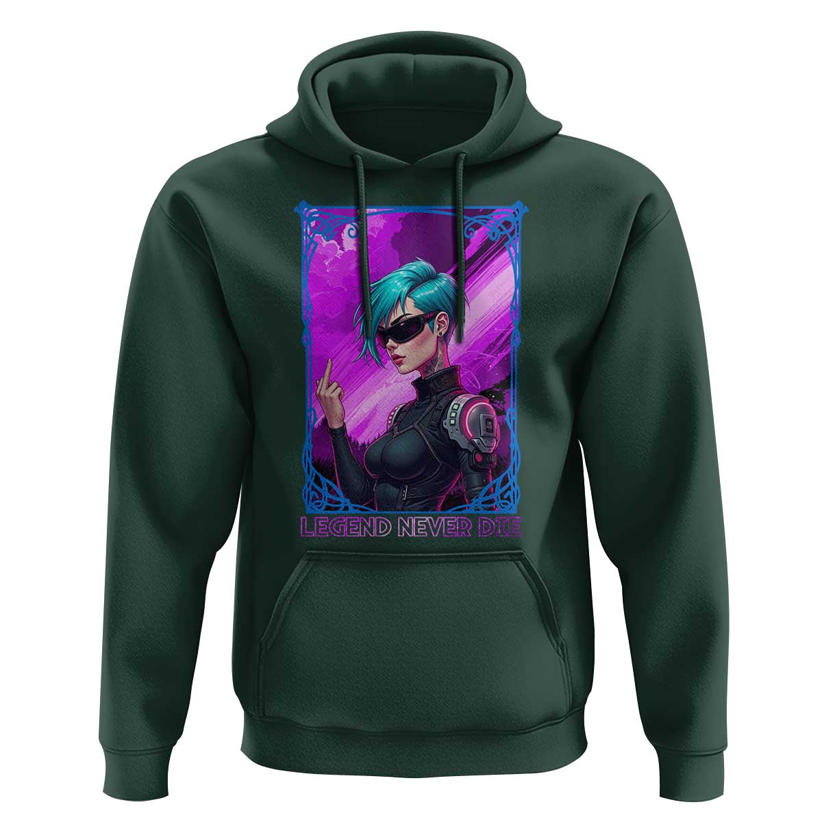Cyberpunk Girl Legend Never Die Hoodie Gaming Aesthetic Gift - Wonder Print Shop