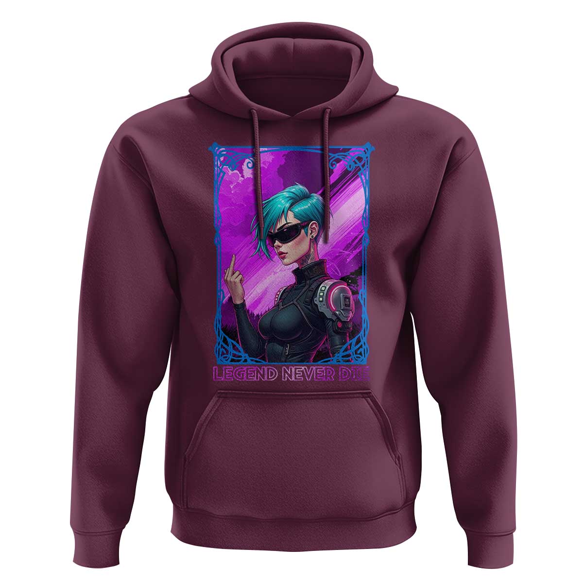 Cyberpunk Girl Legend Never Die Hoodie Gaming Aesthetic Gift - Wonder Print Shop