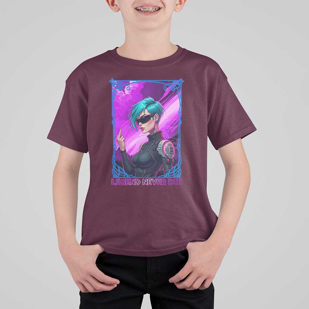 Cyberpunk Girl Legend Never Die T Shirt For Kid Gaming Aesthetic Gift - Wonder Print Shop