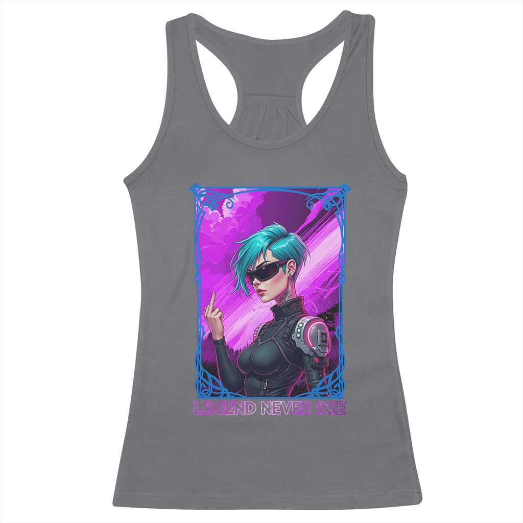 Cyberpunk Girl Legend Never Die Racerback Tank Top Gaming Aesthetic Gift - Wonder Print Shop