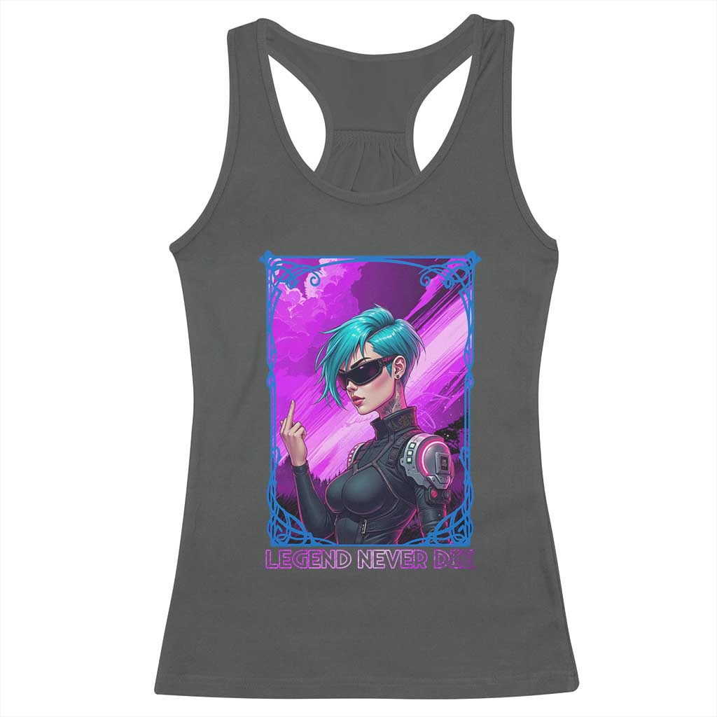 Cyberpunk Girl Legend Never Die Racerback Tank Top Gaming Aesthetic Gift - Wonder Print Shop