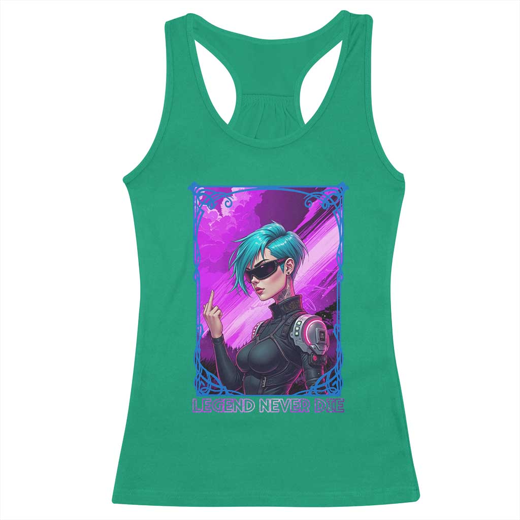 Cyberpunk Girl Legend Never Die Racerback Tank Top Gaming Aesthetic Gift - Wonder Print Shop