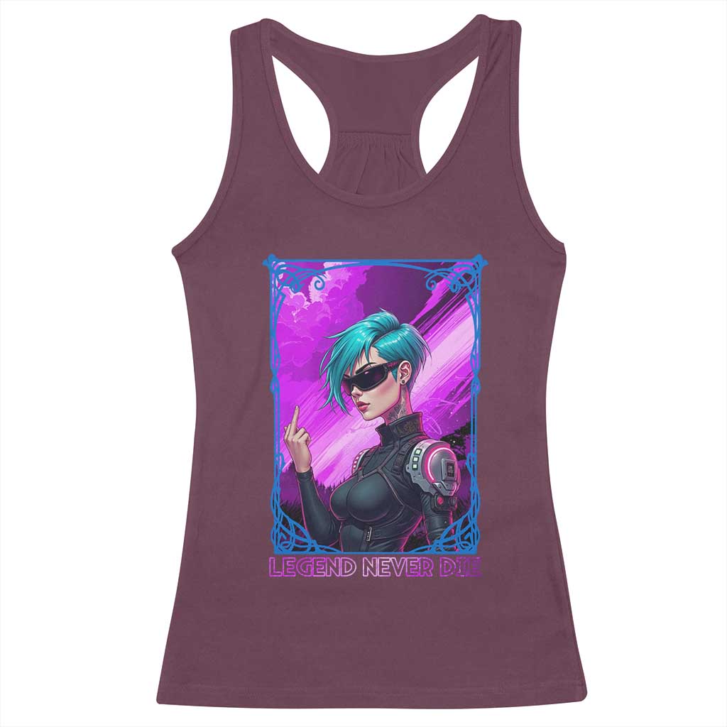 Cyberpunk Girl Legend Never Die Racerback Tank Top Gaming Aesthetic Gift - Wonder Print Shop