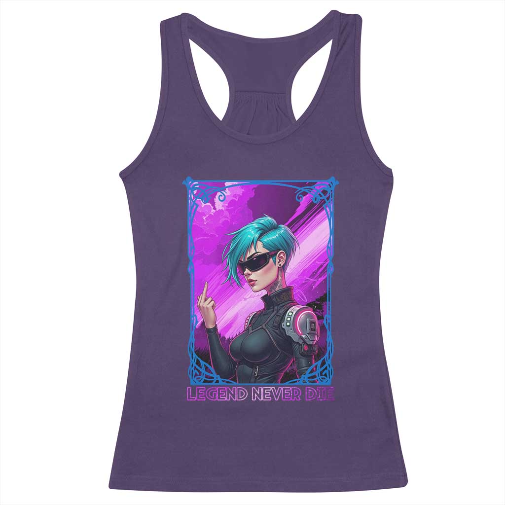 Cyberpunk Girl Legend Never Die Racerback Tank Top Gaming Aesthetic Gift - Wonder Print Shop
