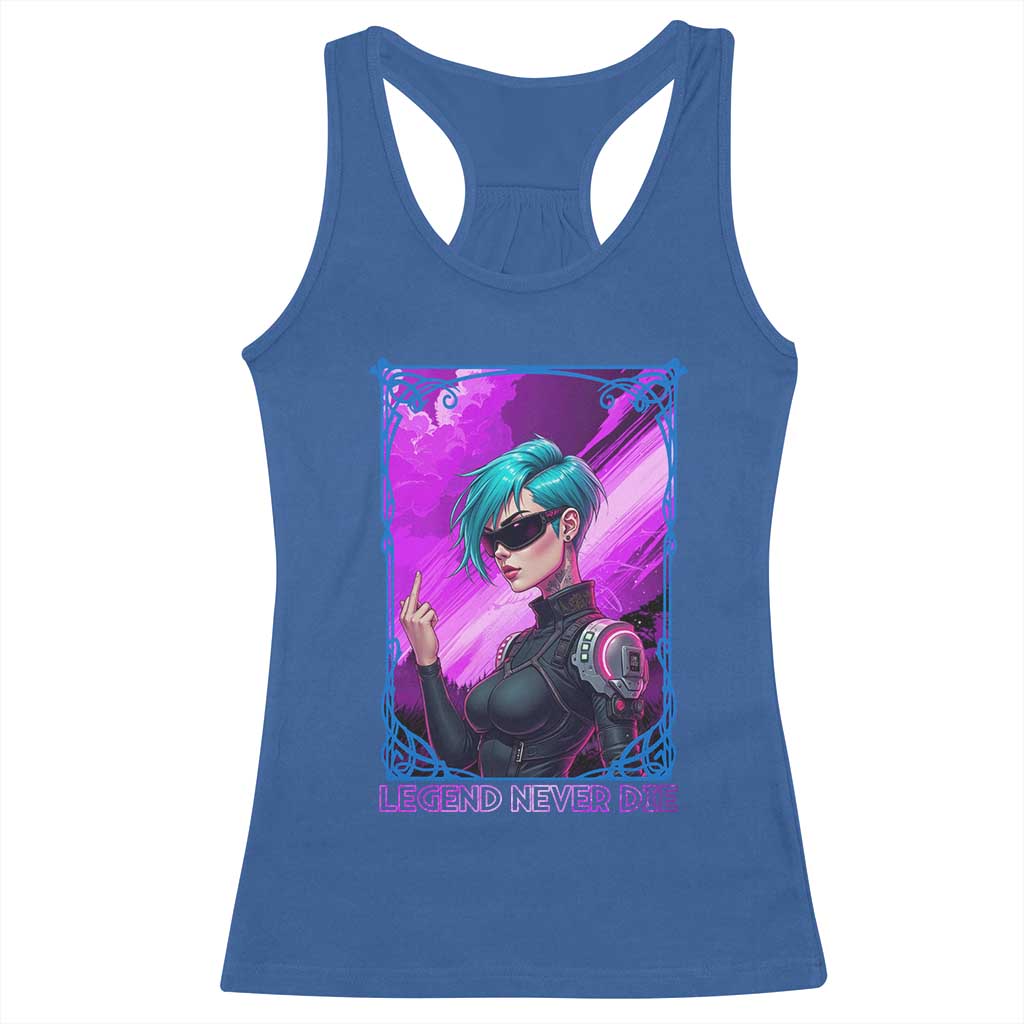 Cyberpunk Girl Legend Never Die Racerback Tank Top Gaming Aesthetic Gift - Wonder Print Shop