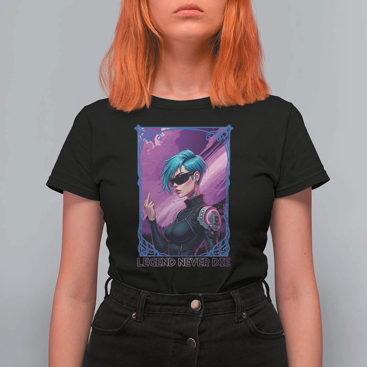 Cyberpunk Girl Legend Never Die T Shirt For Women Gaming Aesthetic Gift - Wonder Print Shop