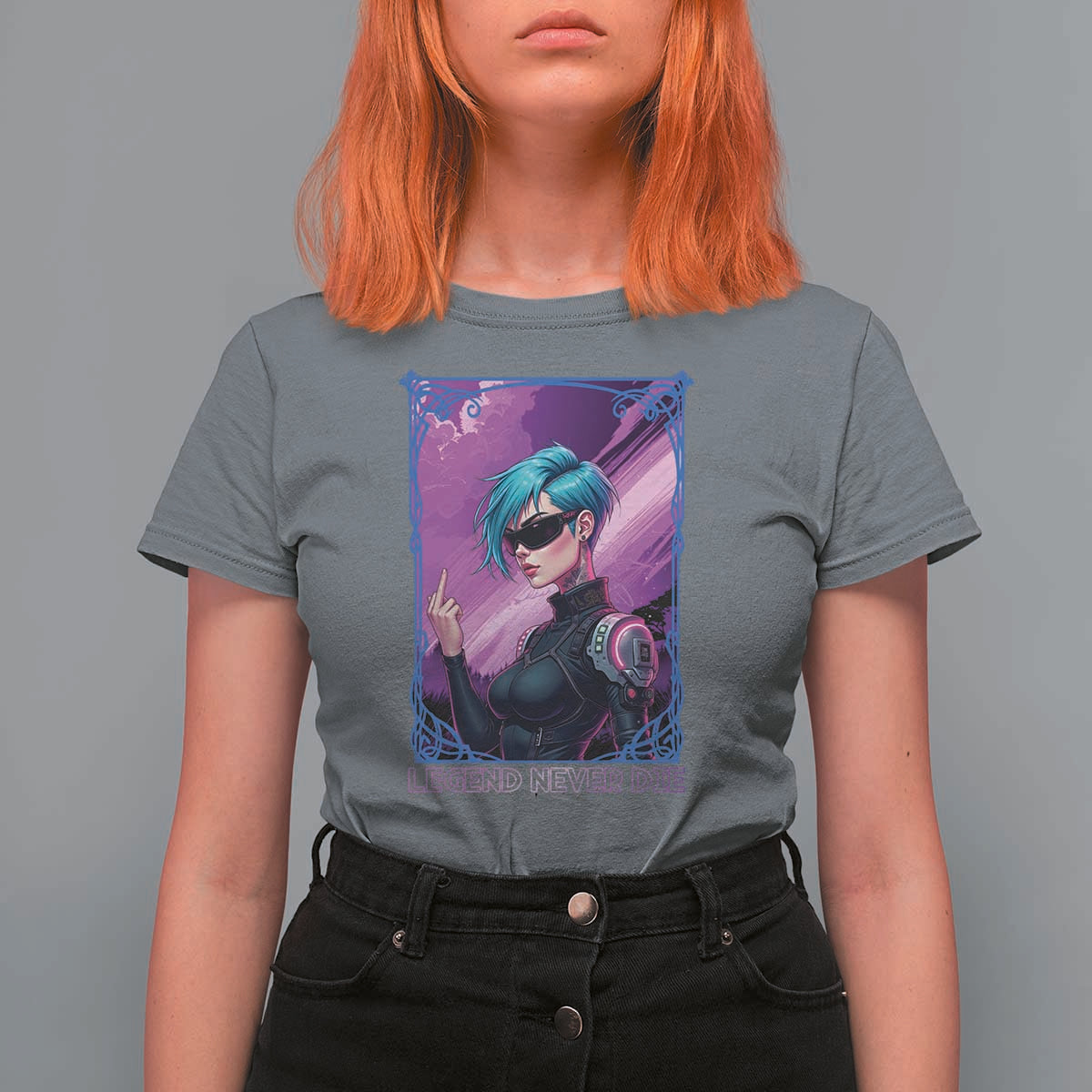 Cyberpunk Girl Legend Never Die T Shirt For Women Gaming Aesthetic Gift - Wonder Print Shop