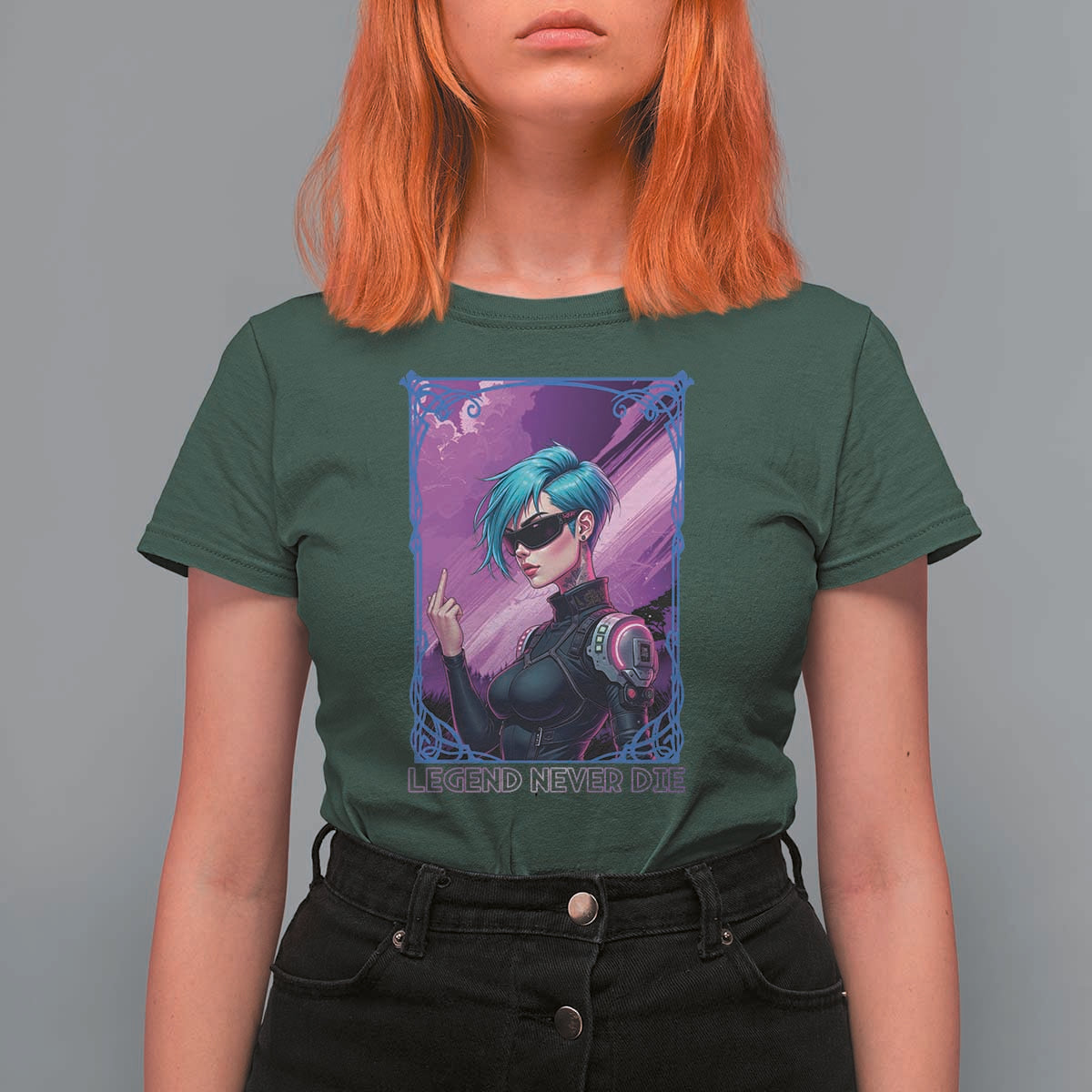 Cyberpunk Girl Legend Never Die T Shirt For Women Gaming Aesthetic Gift - Wonder Print Shop