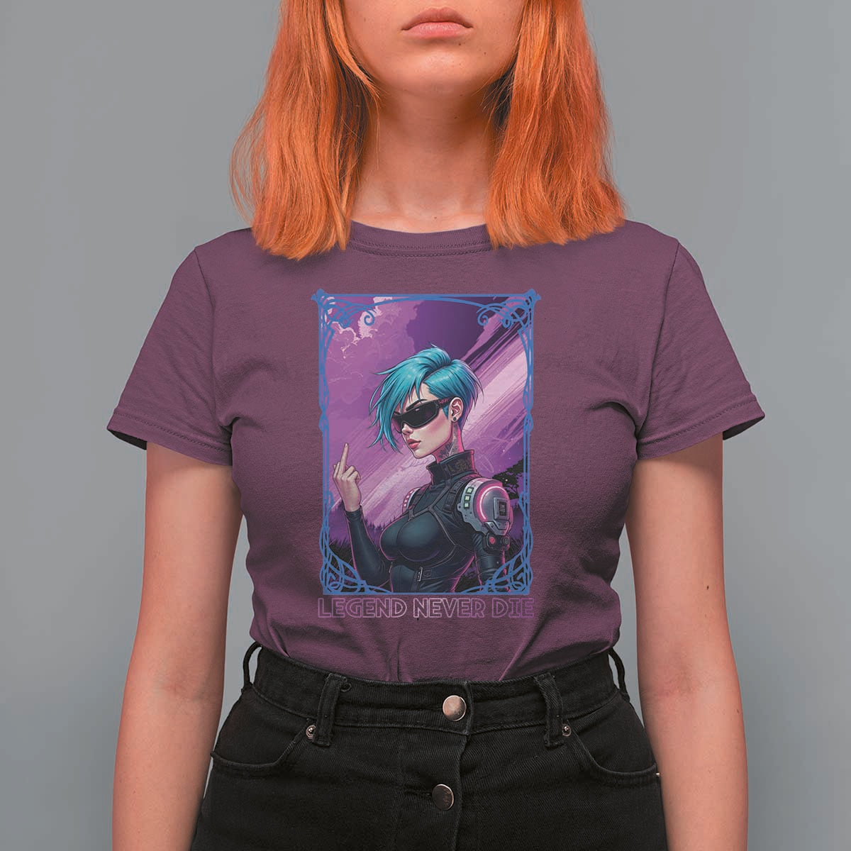 Cyberpunk Girl Legend Never Die T Shirt For Women Gaming Aesthetic Gift - Wonder Print Shop