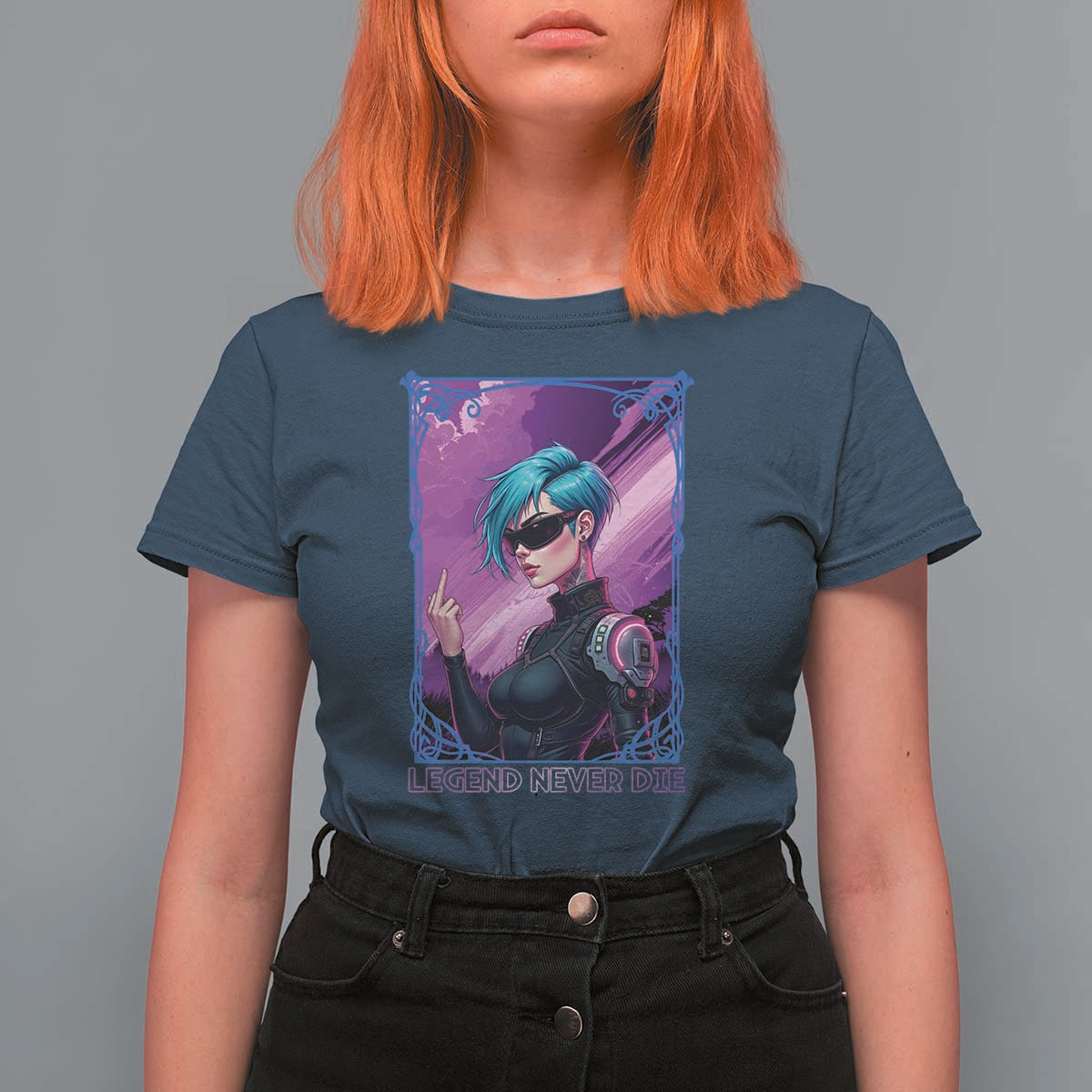 Cyberpunk Girl Legend Never Die T Shirt For Women Gaming Aesthetic Gift - Wonder Print Shop