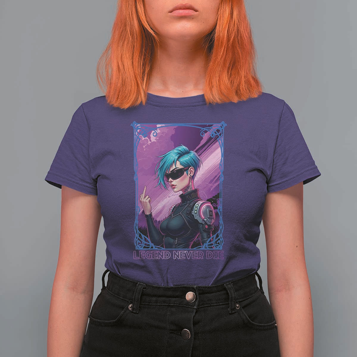 Cyberpunk Girl Legend Never Die T Shirt For Women Gaming Aesthetic Gift - Wonder Print Shop